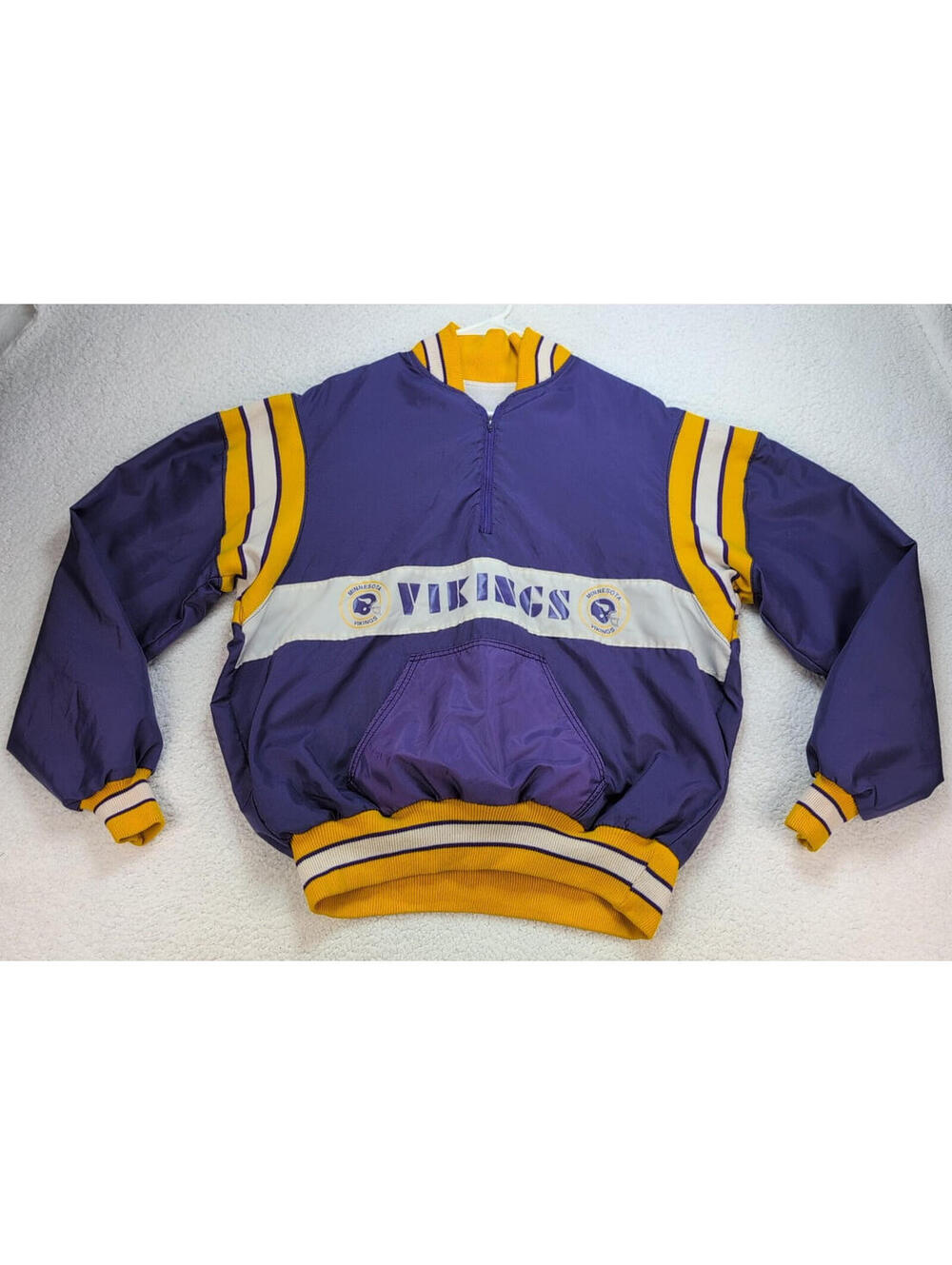Vintage DeLong Minnesota Viking Pullover Windbreaker Jacket Mens LG Made in USA